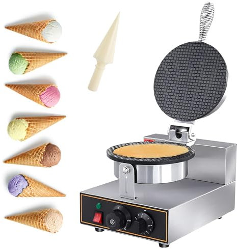 Macchina Per Coni Per Cialde, Macchina Per Coni Per Gelato Professionale Commerciale Da 1200 W, Piastra Per Coni Per Cialde Rotonda In Acciaio Inossidabile Elettrico,Single-110V