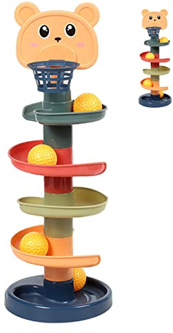 Educational Baby Ball Drop Tower, Interactive Bright Colors Ball Tower, Parents Play Together, Detachable Design, Rounded Edges, for Toddler Kids (5 Layers with 5 Golfs Uniform