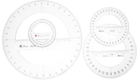 DIKACA 4 Piezas 360 transportador de círculo completo Transportador de ángulos Herramienta de dibujo circular herramienta de dibujo a escala transportador ingeniero el plastico