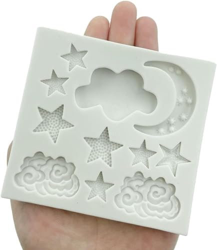 Stampi in silicone a forma di stella, luna e nuvole, per torte fai da te, fondente, biscotti, nuvole, fondente, luna, per dolci, torte, decorazioni per caramelle, pasticceria e cottura