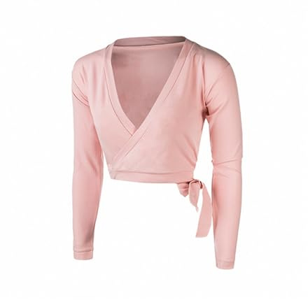 GMGQJST Scaldacuore Danza Bambina Abbigliamento Avvolgente a Maniche Lunghe for Adulti Top in Cotone Rosa Viola for Danza Classica for Ragazze(Pink,S)
