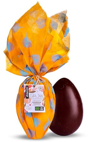 ALTROMERCATO - GROW - Uovo di cioccolato gianduia con granella di nocciole-bio- 350 gr - vegan ed equosolidale