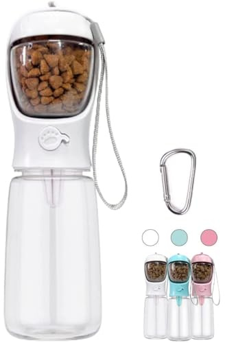COTOP Dog Water Bottle and Food Container, Puppy Drinking Bottle for Walking Traveling Leak Proof Drinking Dispenser Food Grade Hot Water Feeder Bottle(550+100 white)