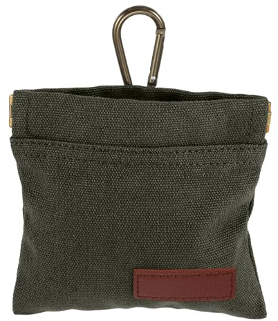 Dog Treat Pouch for Pet Training, Green Pocket Sized Dog Treat Pouches Cotton Fabric Hand Free Treats Walking Bag with Carabiner, Self-Closing Puppy Feed Snack Reward for Pet Travel or Outdoor Use