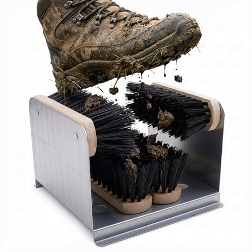 Grattoir à Chaussures avec Support Borstelshop - Paillasson d'extérieur - Brosse grattoir à Chaussures d'extérieur - Paillasson Robuste - 35 x 32 cm - Noir