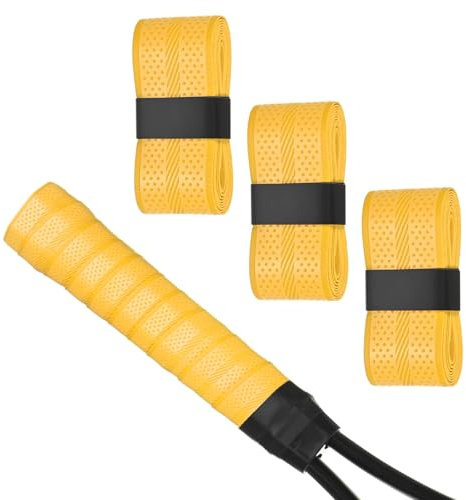 M METERXITY 3-Pack Golf Grip Wrapping Tapes PU Tennis Overgrip Grip Tapes Anti-Slip Sweat Absorbent for Golf/Racquetball/Badminton/Squash/Baseball Bat Handle Yellow