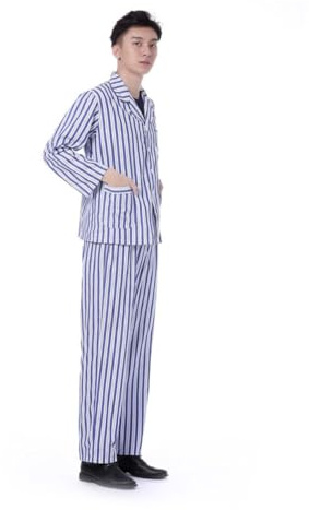 FRCOLOR Pyjama pour Adultes en Coton à Manches Longues, Confortable et Respirant, Col Cranté Classique, Adapté pour Patients Hospitalisés et Usage à Domicile