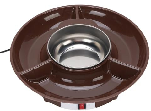HELEVIA Portable Electric Chocolate Melting Pot, Stainless Steel 25W Chocolate Fondue Pot Set, for Dipping Drizzling Decorating Strawberries (UK 220 V)