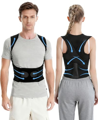Asheyya 1 Pcs Back Brace Posture Corrector, Breathable Upper Back Support Straightener for Men Women Hunch (M)