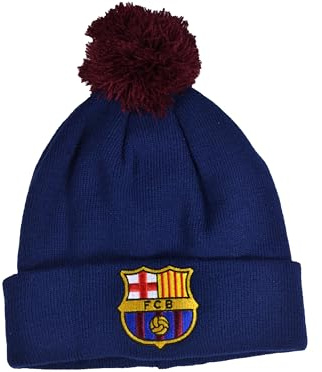 Hy-Pro Officially Licensed Barcelona Bobble Hat - for Winter with Traditional Pom-Pom Design - Fan Bobble Hat for Men and Women, Blue with Logo and Writing