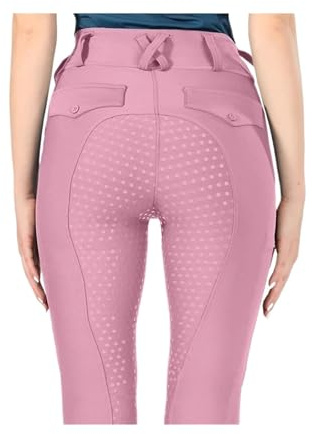 MWAHJU Reithose Damen Vollbesatz Silikon Wettkampf Leggings Sport Tights FüR Damen(Pink,S)
