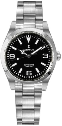 TACTICAL FROG Cronos 36 mm/39 mm Montre de plongée 90S5 / PT5000 à mouvement automatique pour homme avec verre saphir L6041-L6042, Noir , PT5004 Uhrwerk / 39 mm, Bracelet