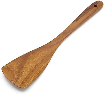 FAAY Teak Wooden Turner, Saute Paddle, Spatula, Compact - XL Size, Healthy and High Moist Resistance for Non Stick Cookware (12 Inch Flat Edge Spatula)