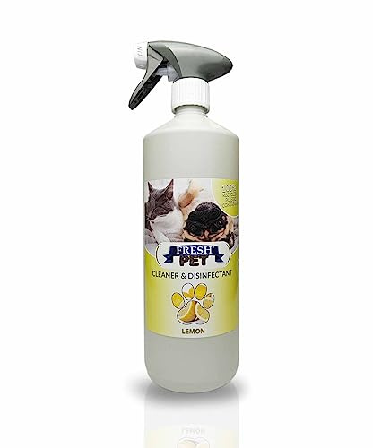 Trade Chemicals Pet Disinfectant 1L Spray 100% Recycled Bottle, Deodoriser, Cleaner, Kennels, Artificial Grass, Fresh Pet (Lemon)