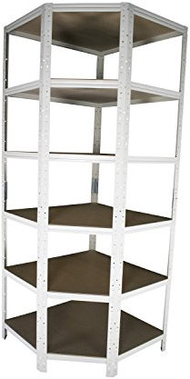 Shelf Creations Basic Eckregal Stecksystem 200x60x30cm in weiß 6 Böden für Schwerlastregale mit 60cm Tiefe: Ideale Ergänzung durch Ausnutzung der Ecken Metallregalv Kellerregal Lagerregal Garagenregal