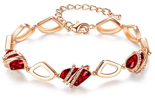 Leafael Wishstone pulsera mujer, Piedra de nacimiento pulseras mujer con cristales curativos, Joyería regalos para mujer, pulsera plata mujer o chapado en oro rosa con extensor de 7+2 pulgadas