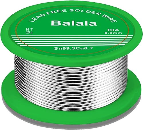 Balala Hilo De Soldadura, Sin Plomo, 0.8mm, 227°C, Rollo De Soldadura 20g, Sn99.3Cu0.7, Alambre De Soldadura Sin Plomo Con NúCleo De ColofoníA De So, NÚCleo Fundente No Deja Residuos