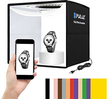 Caja de luz para Estudio fotográfico, Plegable, portátil, para Estudio de fotografía, Caja Ligera 9,8 Pulgadas, pequeña Cubos y Tiendas con 12 Colores de Fondos para cámara, teléfono Celular, cámara