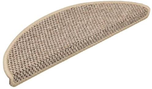 vidaXL Treppenmatten 15 STK., Stufenmatten Selbstklebend, Treppenteppich in Sisal-Optik, Treppenstufenmatte Treppenschutz, 56x17x3cm Dunkelbeige