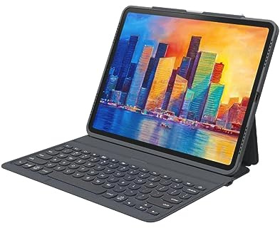 ZAGG Pro Keys Keyboard & Case with Pencil Holder for iPad Pro 12.9-inch (3rd, 4th and 5th Gen), Backlit Laptop-Style Keys, QWERTY English UK, Black/Gray