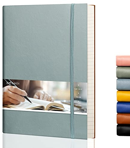 EMSHOI B5 Lined Journal Notebook, Softcover Notepad, 204 Pages, Gray Blue