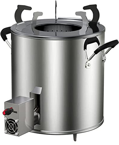 YYUINU 30,5 cm Tragbare Rauchfreie Feuerstelle Mit Ständer Und Zugluftabdeckung, Edelstahl-Lagerfeuer-Holzfeuerstelle Für Camping Und Kochen Mit Tragbarem Elektrischem Gebläse,Standard Version