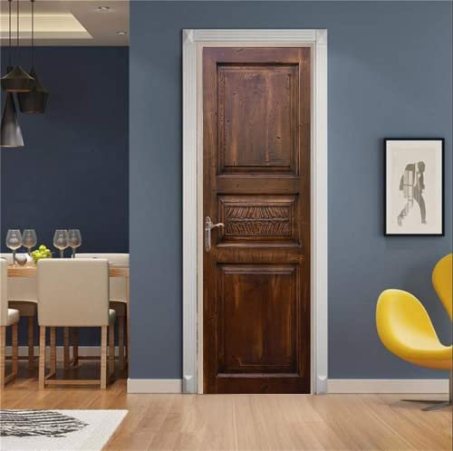 FLFK 3D Modello di legno retrò Autoadesiva Adesivo per porta 77x200cm(Set di 2 fogli)-Murale Foto Adesivo da parete decalcomania Casa arredamento