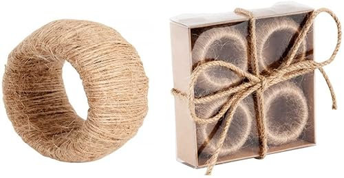 KPAVIR Handmade Round Mesh Classic Braided Jute Napkin Rings for Dinning Table Parties for Everyday (Natural, Set of 8)