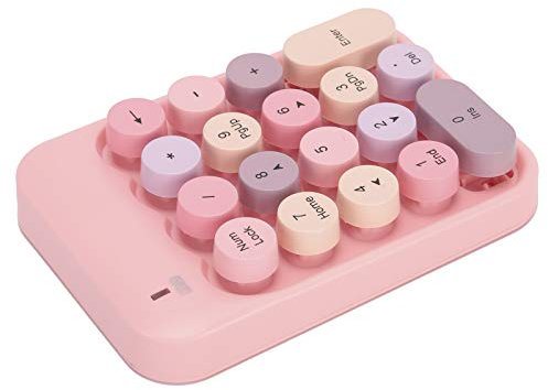 Zunate Tastierino Numerico Wireless, Mini Tastierino Numerico Digitale 18 Tasti Tastiera Numerica Ergonomica con Ricevitore USB 2.4G e Copritastiera Cioccolato per Laptop/PC/Desktop (Rosa)