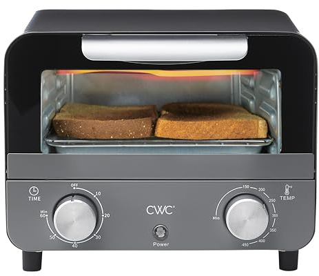 COOK WITH COLOR Mini Toaster Oven: 600W Power, Precision Timer, Auto Shutoff, and Culinary Delights Up To 450 Degrees, Grey