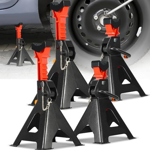 Izrielar Unterstellbock 8 Stück, 3T Tragfähigkeit Unterstellbock Höhenverstellbar 285-430mm Unterstellbock kfz mit Mit Sicherung und Gummi Auto Böcke für PKW Caravan Wohnmobilen