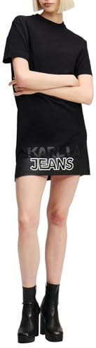 KARL LAGERFELD JEANS, Donna, Abito T-Shirt Con Logo, Vestibilità Rilassata, Nero, M
