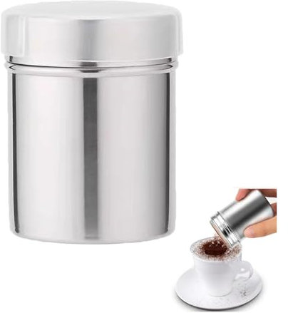 Spargi Zucchero A Velo,Spargi Cacao In Polvere,Spargi Cacao,Zucchero A Velo Spargitore,Shaker Per Polvere In Acciaio Inossidabile,Antipolvere Con Coperchio, per Cioccolato,Caffè,Zucchero,Pepe,Cacao