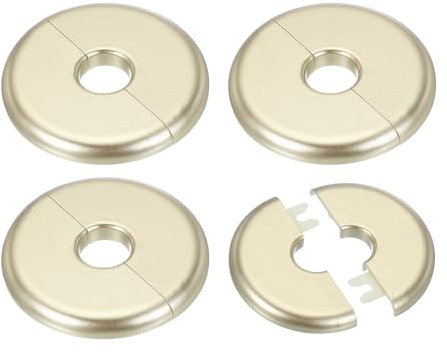 PATIKIL Wall Split Flange 0.65/16.5mm, 4Pcs ABS Round Self-Adhesive Escutcheon Plate Cover Buckle for Water Pipe Faucet Decoration, Gold