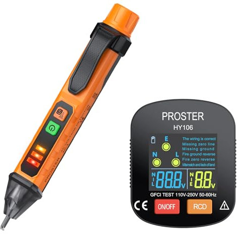 Kit testeur de tension électrique LCD, test RCD, alarme sonore, courant de fuite, 6 diagnostics d'erreur, 12-1000 V AC, CAT II 300 V, maison-bureau