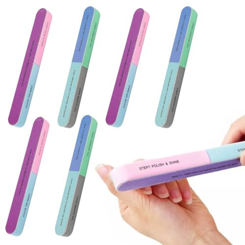 YAYNO 6 pezzi Blocco lucidante a 7 vie per unghie Lima per Unghie e Buffer per Unghie Manicure Cosmetico multidimensionale Lima Professionale per Unghie per la Cura Delle Unghie
