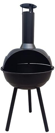 FAVEX - Brasero Boule Cheminée d'extérieur - Bûches & Charbon et bois - Brasero rond de jardin, terrasse - Sur Pieds - Structure Acier peint - Noir