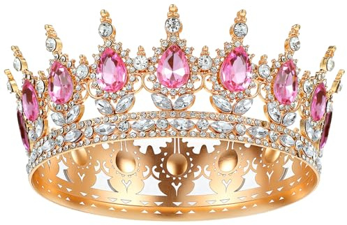 1 Stück Prinzessin Tiara Krone Damen Kristall Tiara Für Mädchen Kristall Krone Damen Vintage Tiaras Frauen Glitzernde Braut Diadem Haarschmuck für Brautkrone,Hochzeit,Abschlussball(Rosa)