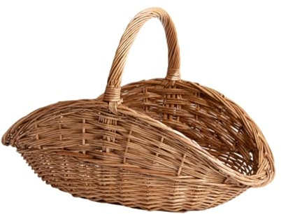 Dualoai Panier de Pique-Nique en Osier avec Poignées, Panier en Osier Tressé pour Compositions Florales, Panier Paques, Paniers de Rangement Tissé pour Bonbons, Rangement de Fruits et Légumes, S