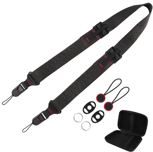 ZXShow Correa para cámara con cierre rápido. Fabricado en nailon avanzado, ajuste con una sola mano, compatible con todas las cámaras, Negro, L