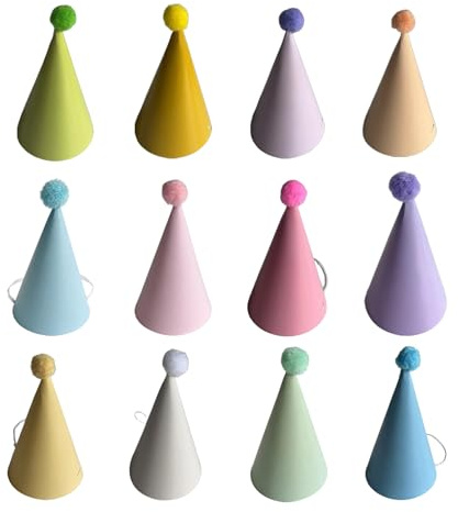 Tingliyi Mini Party Cone Hats for Kids Adults, Multicolor, 12 Pcs