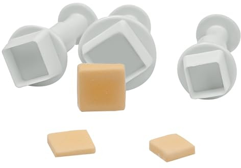 3Pcs Square Plunger Cutters Set Fondant Sugarcraft Decorating Cutters Tools-Tiny(0.6)
