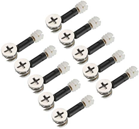 sourcing map 3-in-1 Furniture Connecting Kit 15mm OD Cam Fitting, M6x35mm Dowel Screws, 10.7mm OD Pre-Inserted Nut 10 Sets