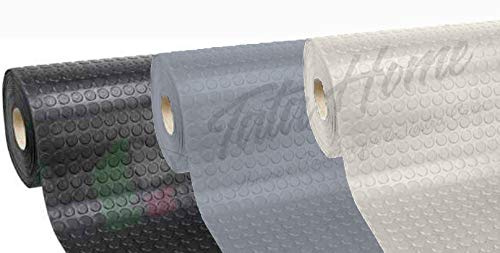 Pavimento Tappeto in PVC Gommato Rivestimento Linoleum Antiscivolo Flessibile e Resistente Disegno BollatoLarghezza 100 cm Lunghezza 10 m Colore Grigio Scuro