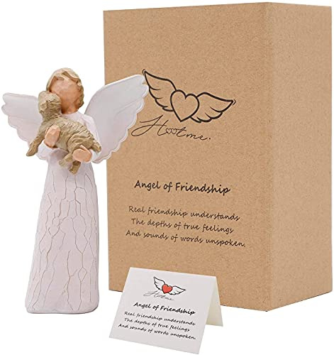 Figura de ángel de la amistad, regalo de recuerdo para un dueño de mascotas duelo, figuras de ángel de perro esculpidas pintadas a mano para los amantes de los perros