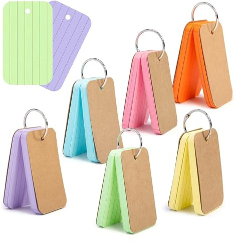 Koogel Colored Index Cards, 300 Count, 2.2 x 3.5 Inchs Flash Card Lined Ruled on Both Side, 6 Assorted Colors, Heavyweight Notecards for School Studying Learning College Office Home Taking Notes