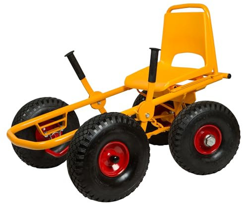 Rabo Spielfahrzeug Moon-Car | Pedalfahrzeug für Kinder | Luftgefüllte Geländereifen | Kratzfeste Pulverbeschichtung | Pannensichere PU-Bereifung | Gelb