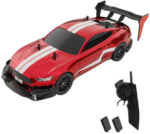 Dodoore Fjärrstyrd bil 40 km/h RC bil drift 1/14 RTR 4WD 2,4 GHz 30 minuters kul LED-ljus utbytbara däck hög hastighet RC drift bil barnpresenter vuxna 2 batterier röd vit