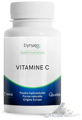Vitamine C pure Quali®-C - Forme naturelle acide L-ascorbique - Système immunitaire & Antioxydant & Santé de la peau - 100g - Formule 100% pure - Origine européenne - Dynveo