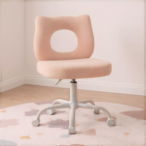 chairus Silla de Escritorio para Niños con Forma Cabeza de Osito Silla de Estudiantes en Piel Sintética, Silla Infantil con Altura Ajustable para Estudio/Habitación, Rosa